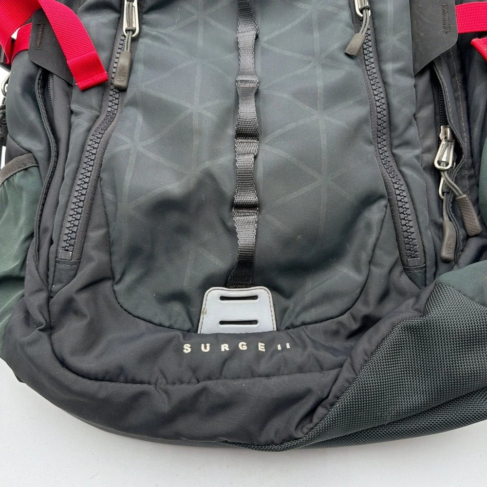 The North Face Backpack Surge II Laptop Sleeve Multi Pocket Black Red Mens OS